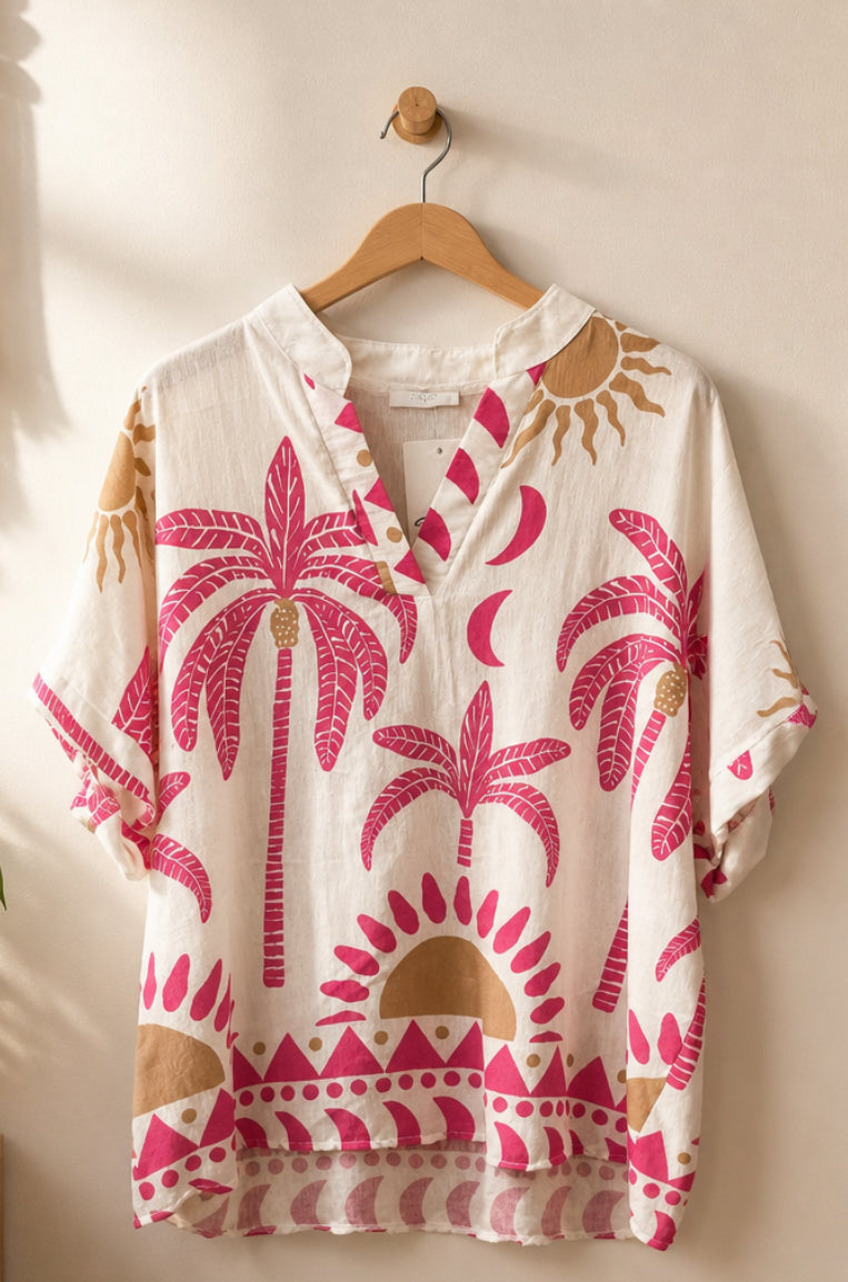 Blusa estampada tropical