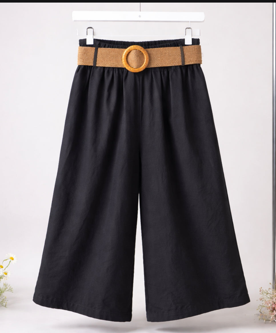 Pantalón Culotte Fluido con Cinturón