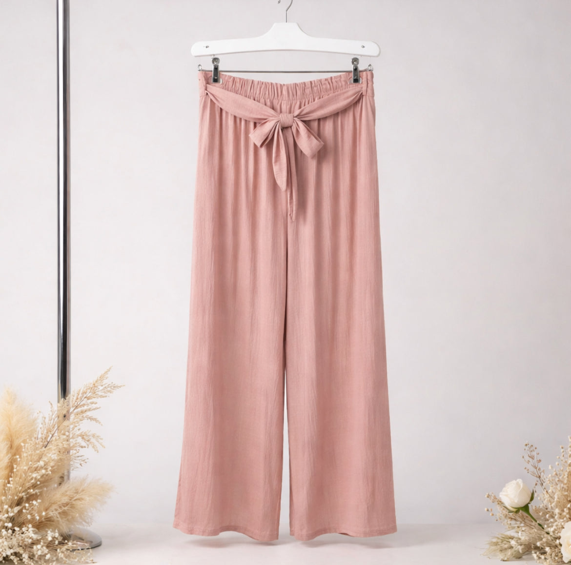 Pantalón Fluido con Cintura Elástica y Lazo