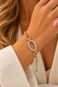 Pulsera Óvalo Brillante de Acero Dorado