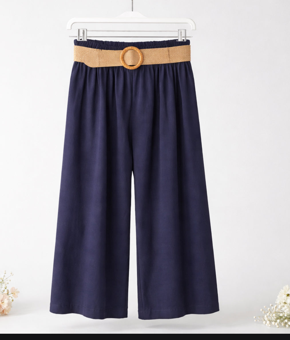 Pantalón Culotte Fluido con Cinturón