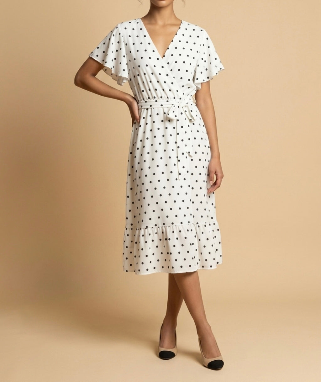 Vestido con Lunares y Volantes – Elegante y Femenino