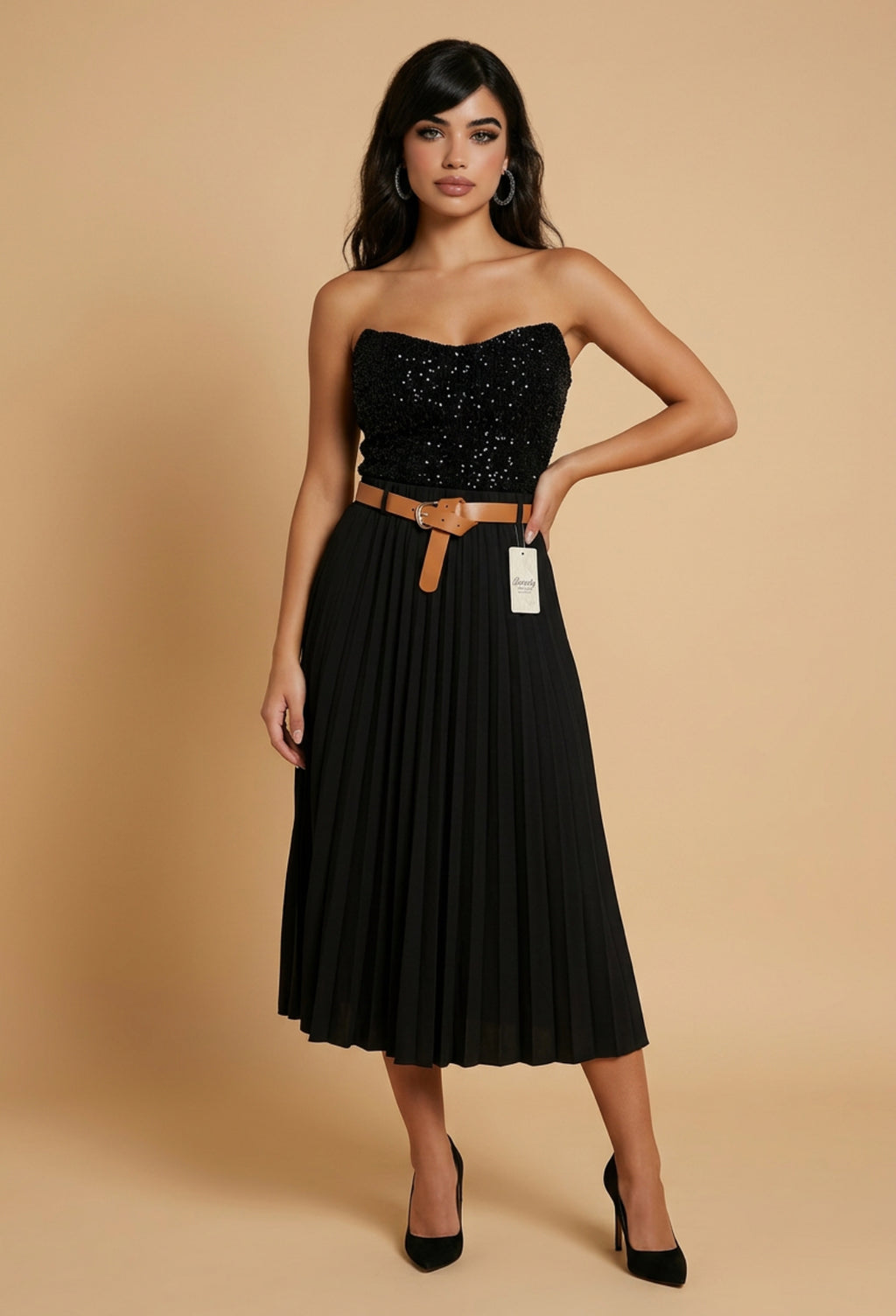 Falda lisa con cinturón