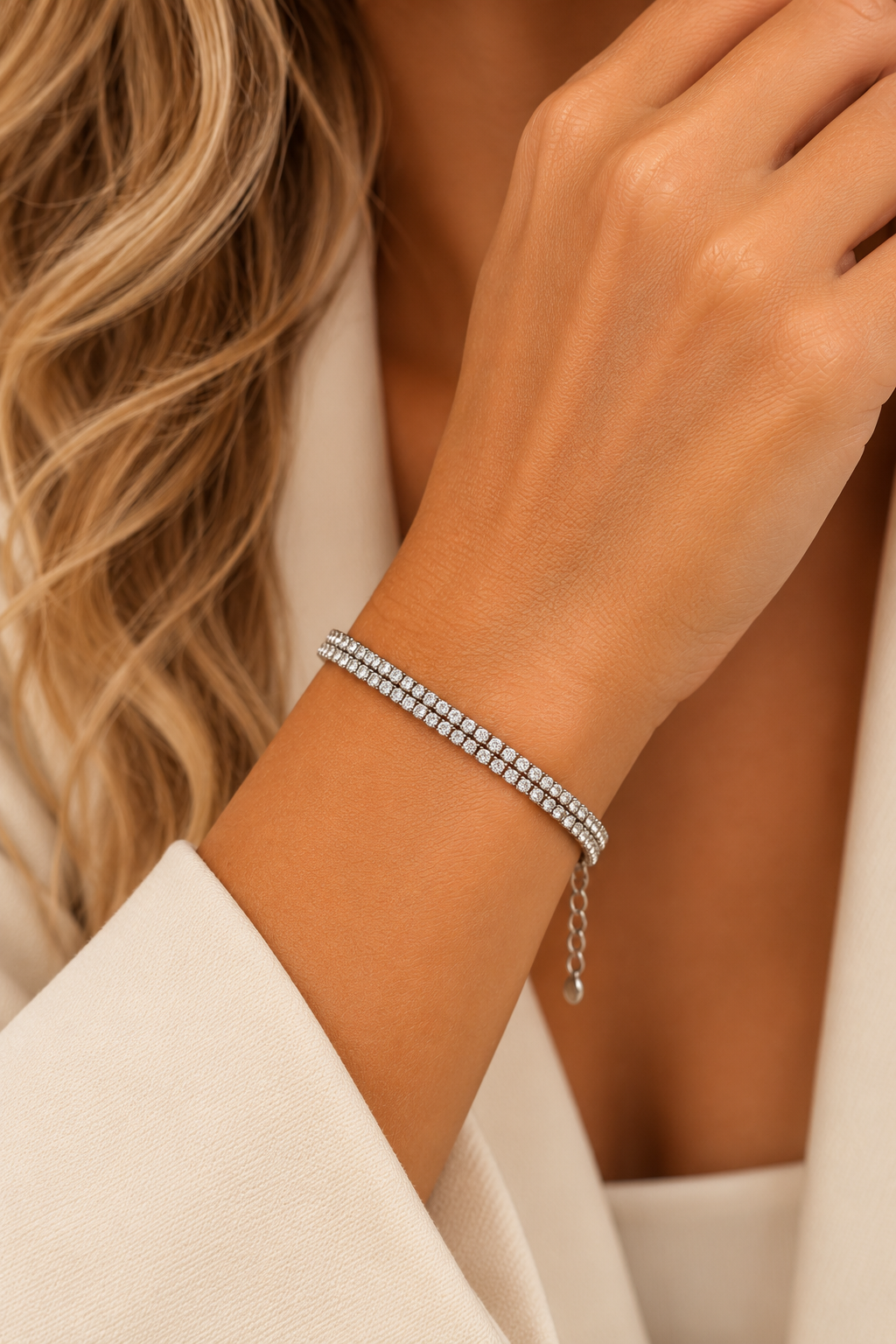 Pulsera Tennis de Brillo – Acero Inoxidable