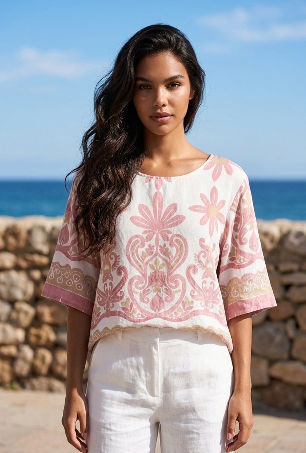 Blusa Fluida con Estampado Boho – Elegante y Original