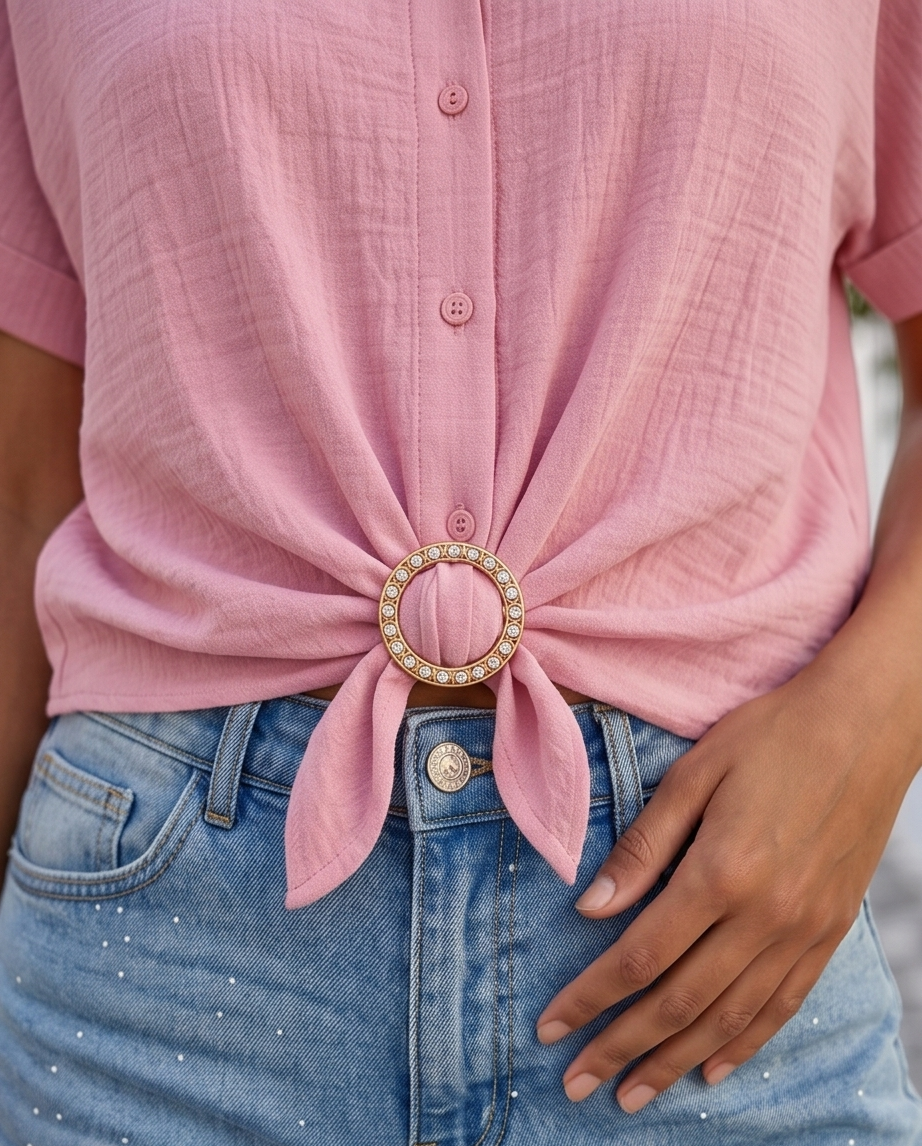 Blusa con Detalle de Hebilla Ajustable