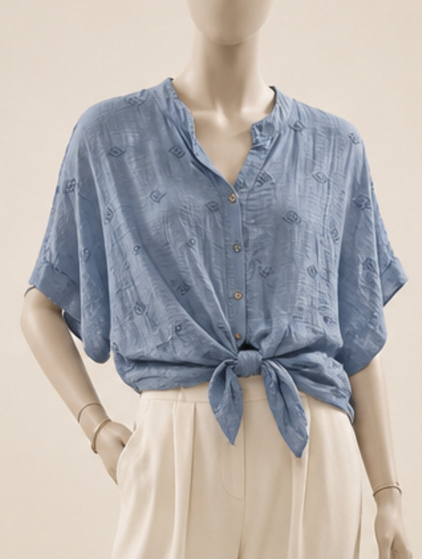 Blusa Ligera con Nudo Frontal