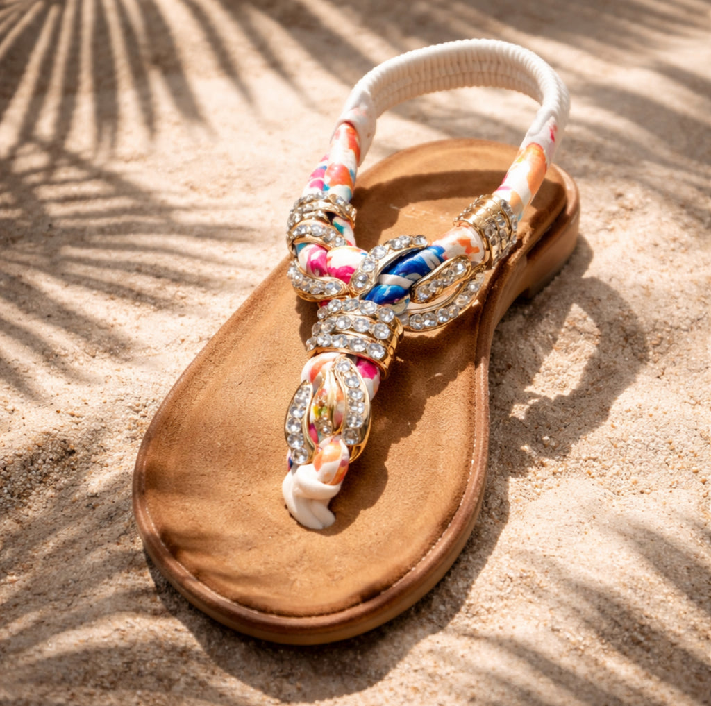 Sandalias super cómodas ,tipo esclava con detalles brillantes.