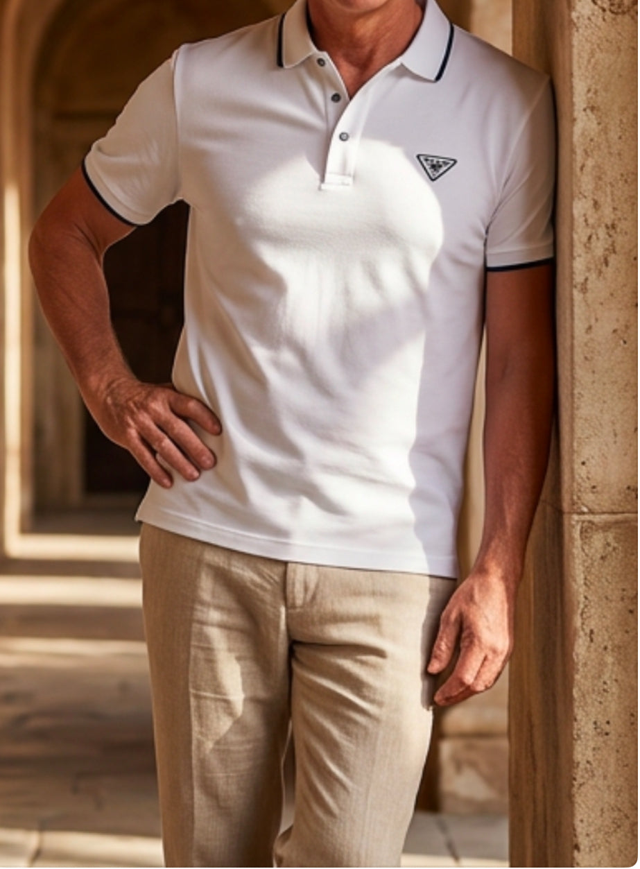 camiseta polo de algodón blanco