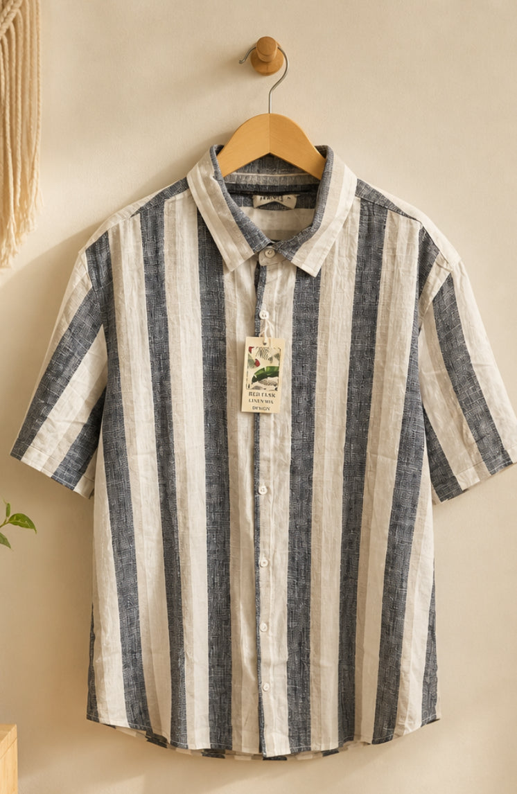 Camisa Rayas Hombre Linen Mix