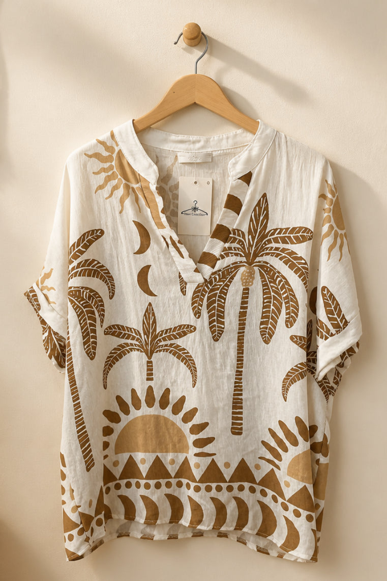 Blusa estampada tropical