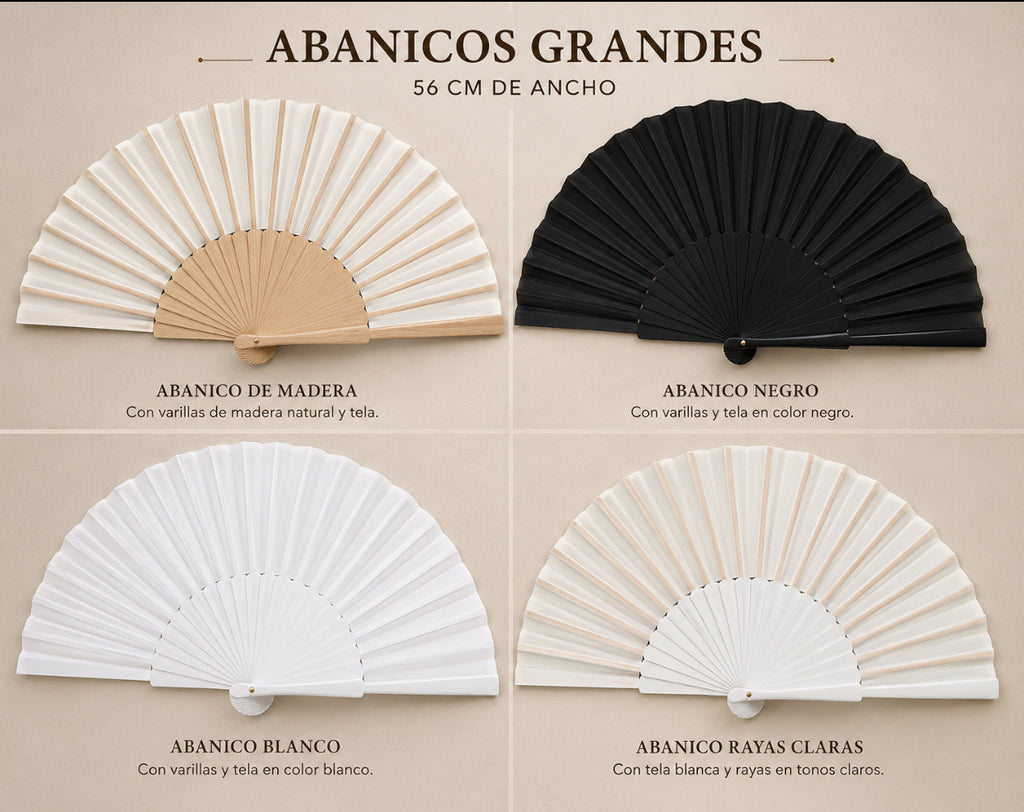 Abanico Grande 56 cm en 4 colores